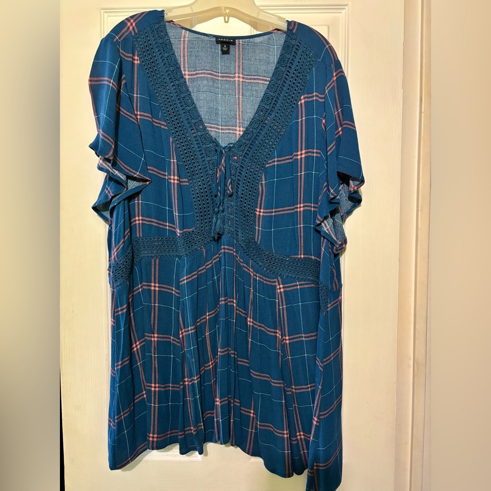 Torrid Women's Plus Size Plaid Babydoll Blouse